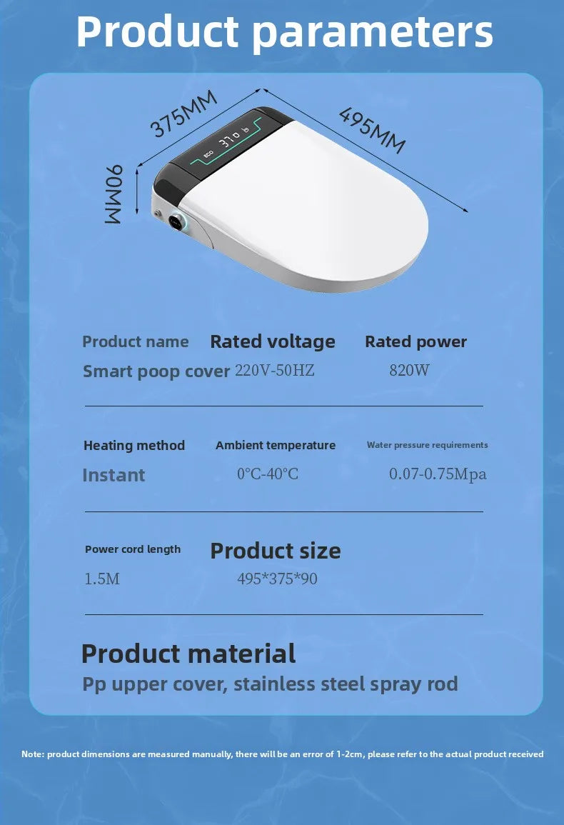 Smart Toilet Seat Cover Auto Flip Heating 110V 220V Bidet Dryer UV Shape for Home