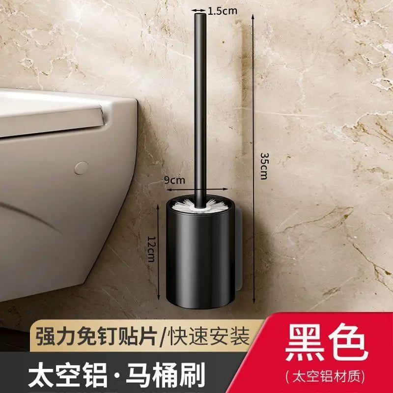 Space Aluminum Toilet Brush No Dead Angle Cleaning Wall Hanging Perforation-free Toilet Brush Escobilla Wc Toilet Cleaner Home
