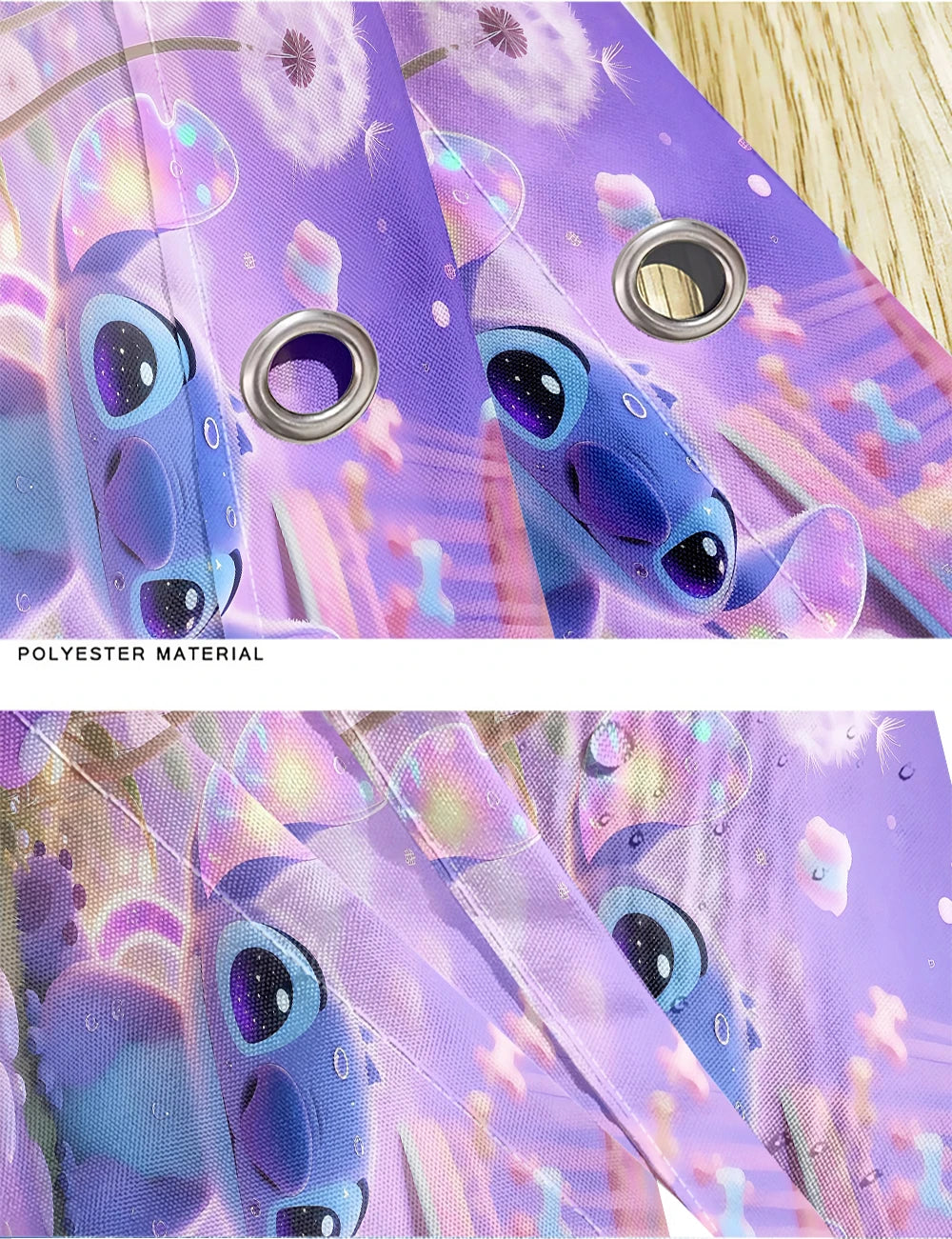 MINISO  Cartoon Home Bathroom Set, Non Slip Floor Mats, U-shaped Mats, Toilet Seat Pads, Waterproof Shower Curtains with Hooks