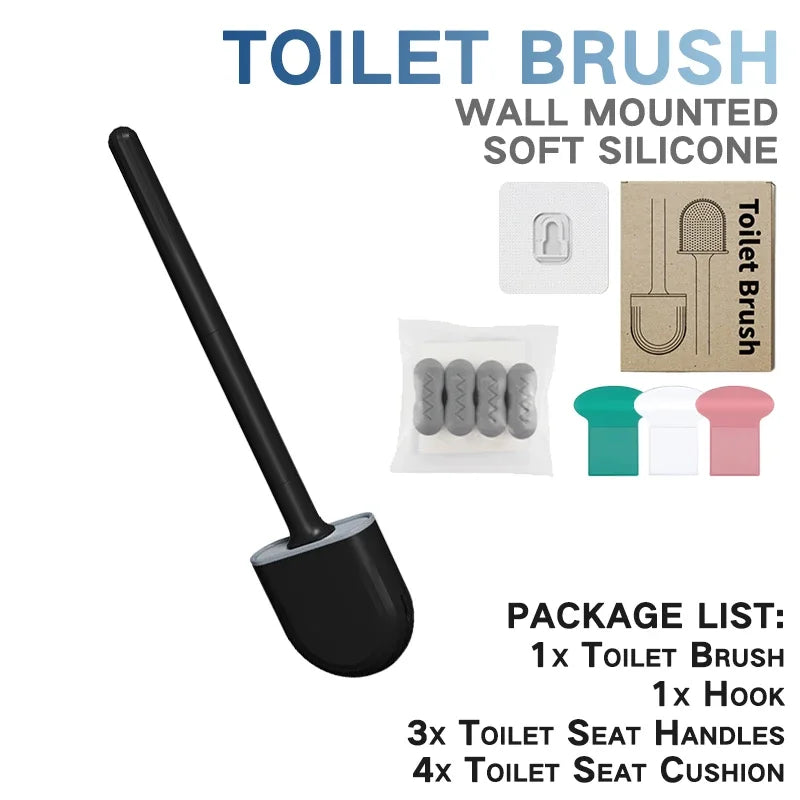 Toilet Brush Silicone Toilet Cleaning Brush Wall Mounted Toilet Cleaner Brooms Set Modern WC Kit Beauty Bathroom Accessories