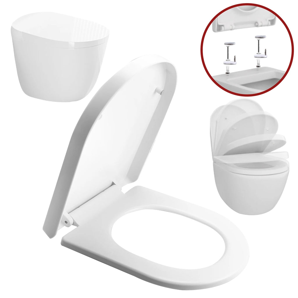 Slow Close O-Shape Toilet Seat Quiet Lid Durable Anti-Bacterial Simple Top Fixing Removable Universal Bathroom Accessories
