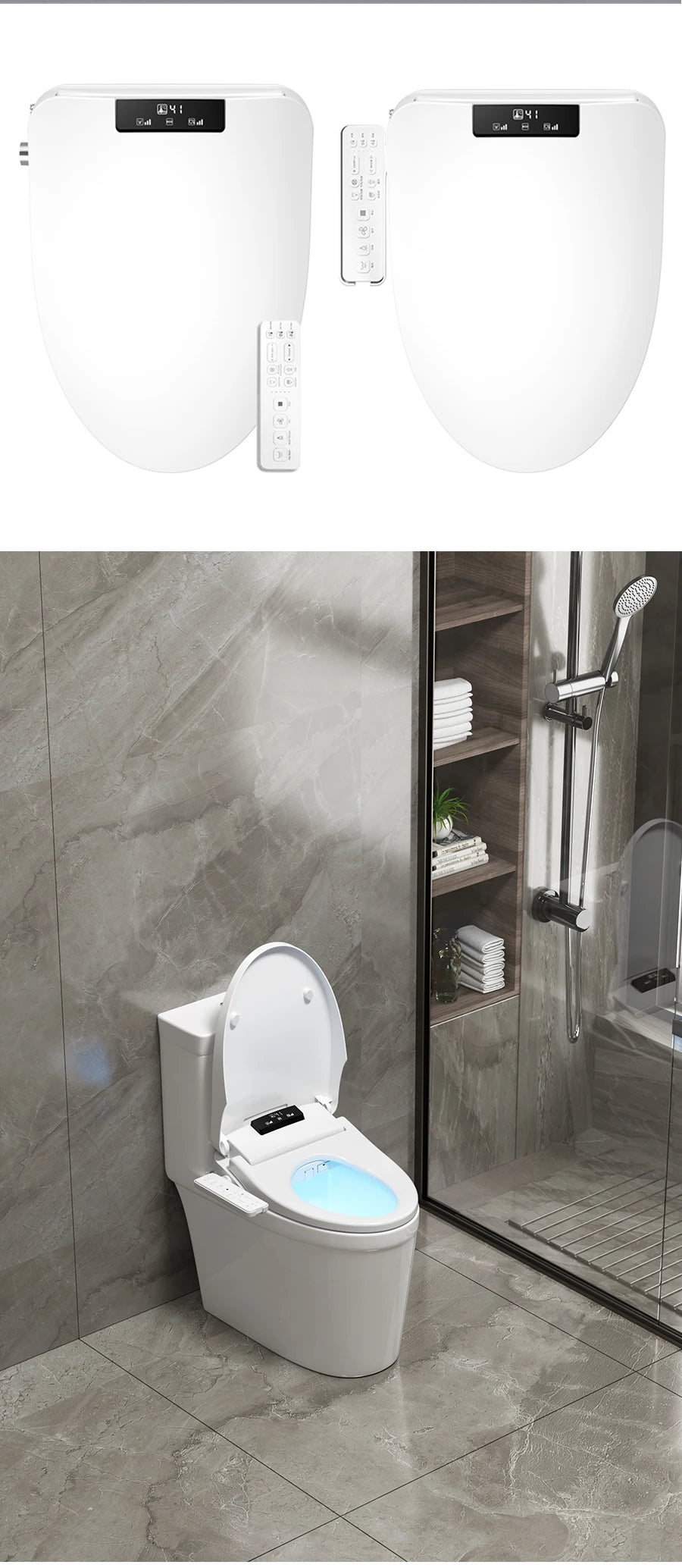 FOHEEL Auto Open Smart Toilets With Heated Bidet Seat Soft Close Toilet Seat