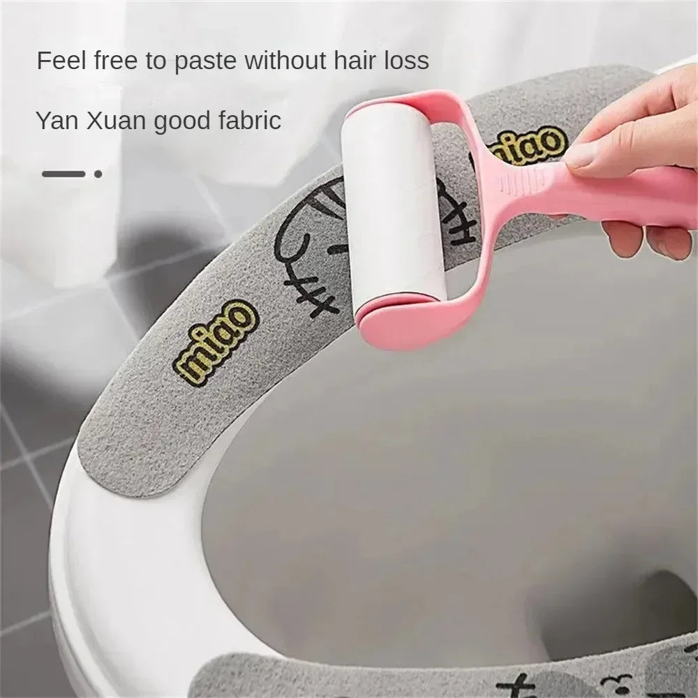 Cute Reusable Soft Thick Sticky Closes Tool Seat Mat 1 Pair Paste Toilet Seat Cover Cartoon Waterproof Bathroom Toilet Seat Pad