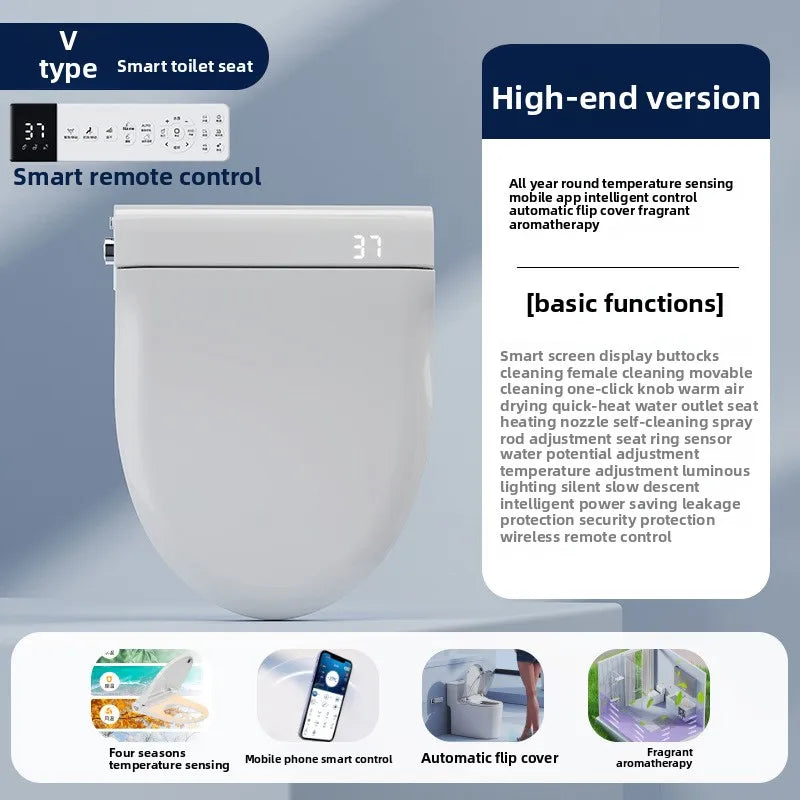 Auto Flip Smart Toilet Seat Cover with Constant Temperature Heating Multi Function Universal Bidet