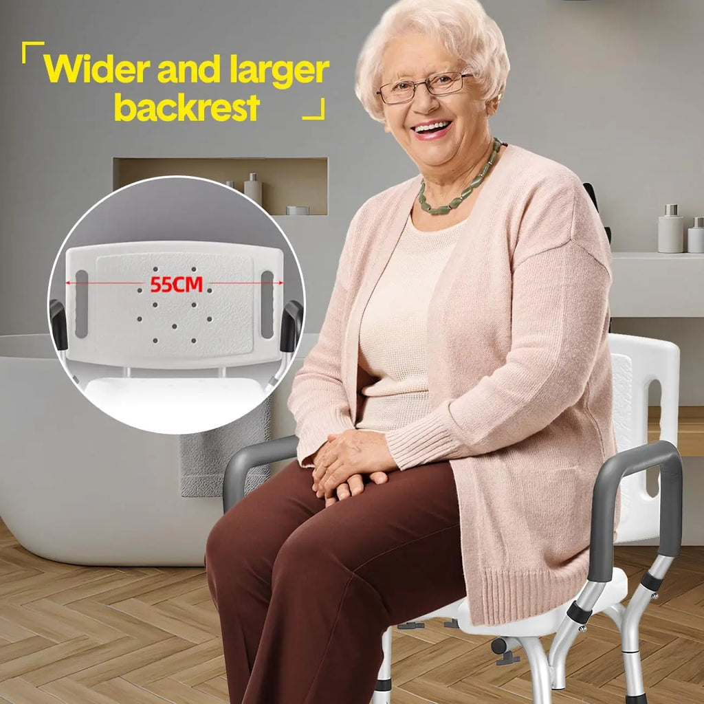 Legs Shower Chair with Back, Waterproof  Stool, Bathroom Seat Sturdy Shower Stool for Elderly Pregnant Seniors