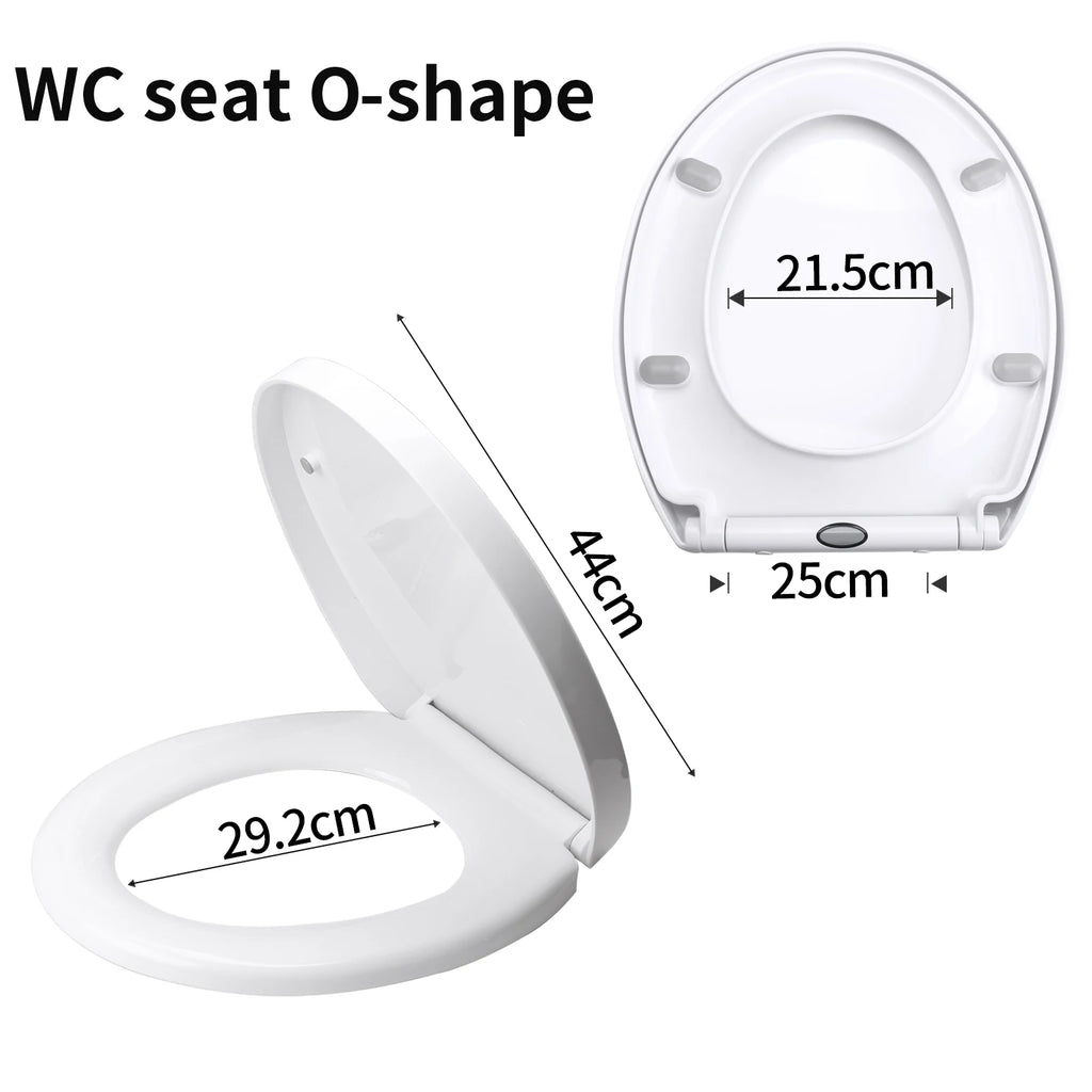 White Toilet Seat Soft Close Soft Close PP Toilet Seat Bottom and Top Fixing Quick Release for Easy Clean Sturdy Anti-Bacterial