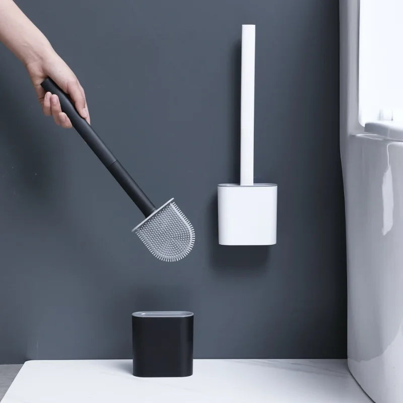 Hot Sale Gap Clean Toilet Brush with Detachable Handle Flat Head Flexible Soft Bristles Brush Water Leak Proof Cleaning Brushe