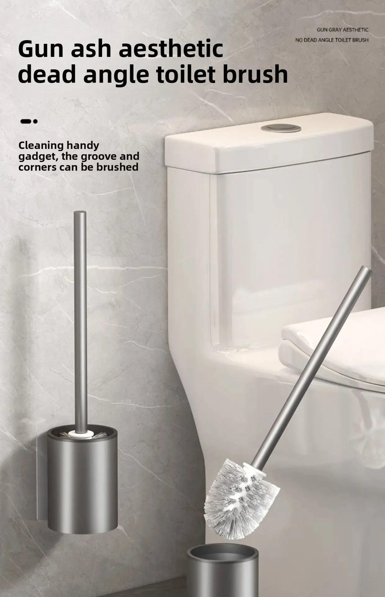 Space Aluminum Toilet Brush No Dead Angle Cleaning Wall Hanging Perforation-free Toilet Brush Escobilla Wc Toilet Cleaner Home