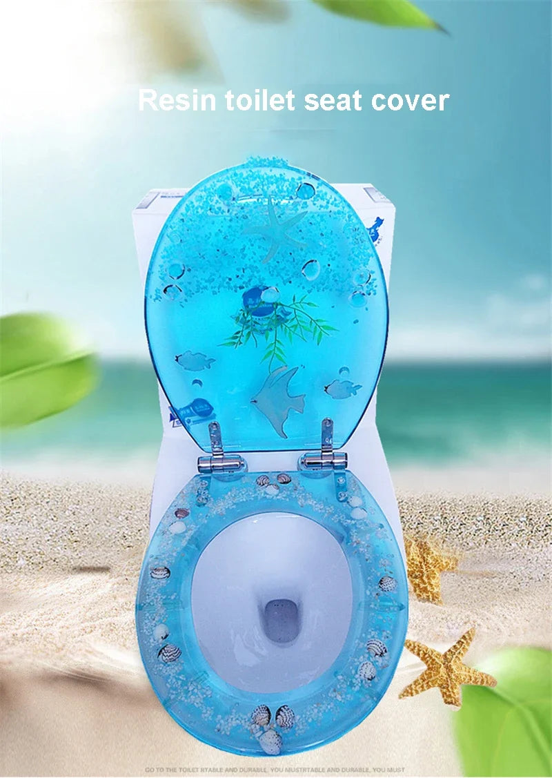 Beautiful Resin Toilet Seat Cover Stainless Steel Slow Down Toilet Cover Mute Thickened U/V/O Universal tapa de baño wc