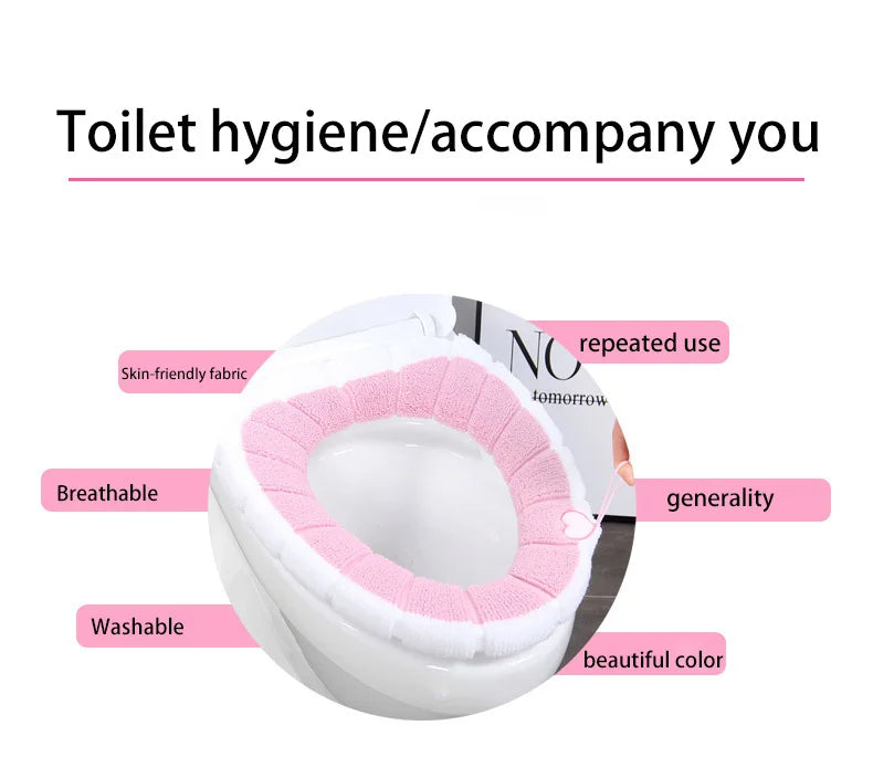 1PC Warm Comfy Toilet Seat Cover Bathroom Toilet Seat Closestool Washable Soft Warmer Mat Cover Pad Cushion Tapa WC Mat F1128