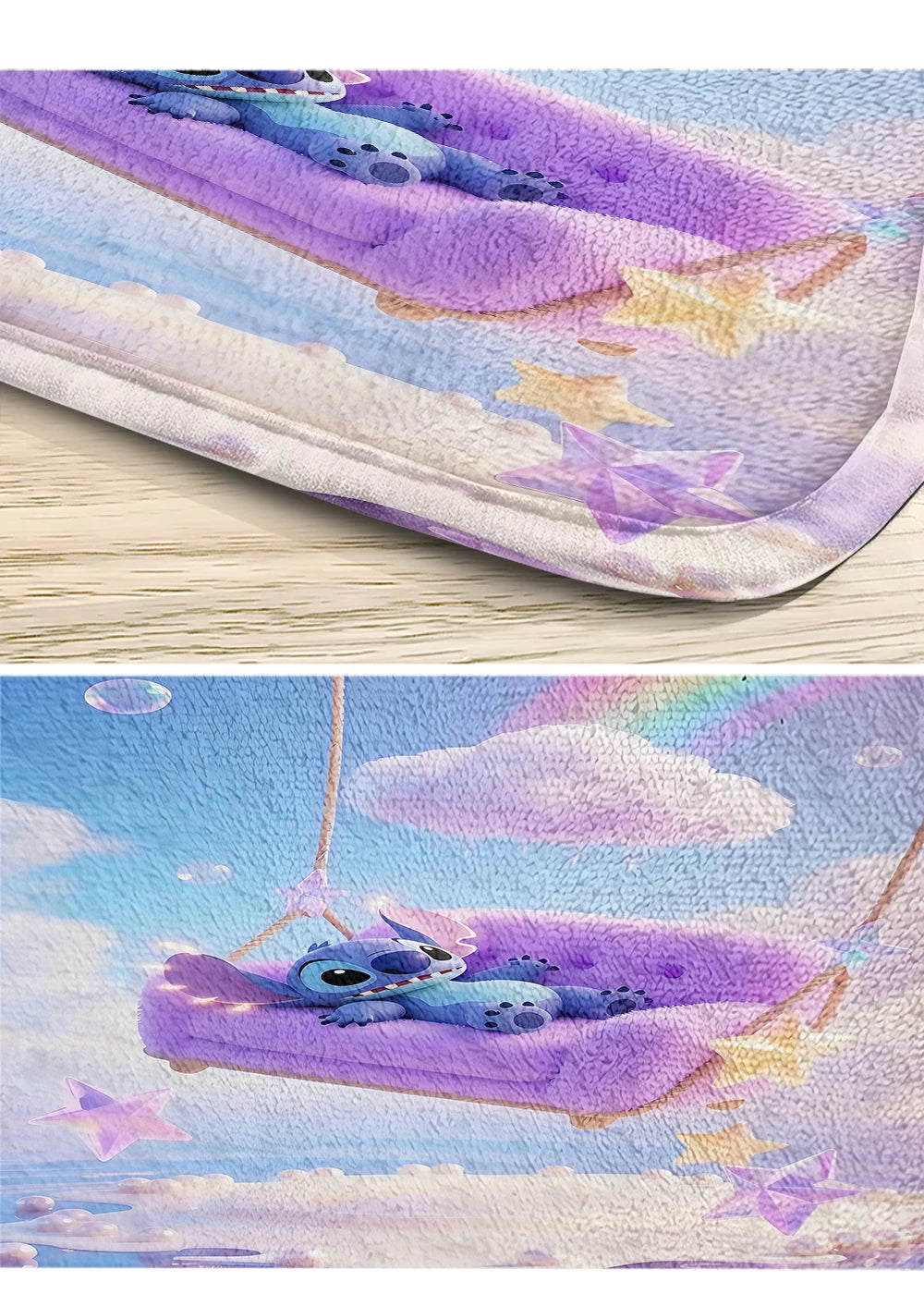 MINISO Cartoon Home Bathroom Set, Non Slip Floor Mats, U-shaped Mats, Toilet Seat Pads, Waterproof Shower Curtains with Hooks