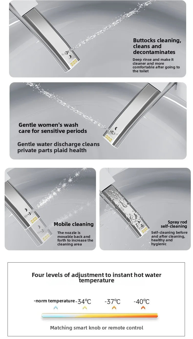 Smart Toilet Seat Cover with Aroma Automatic Flip Voice Control Remote Bidet Wash Dryer