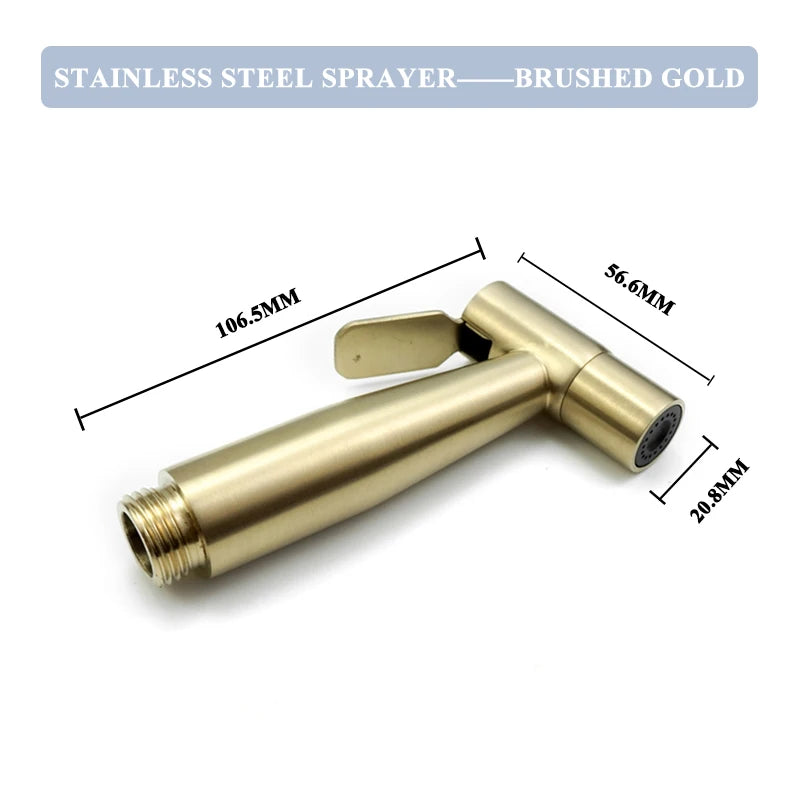 Brushed Gold Handheld Toilet Seat Bathtub Sprayer Stainless Steel Shower Handheld Spray Gun Wall-Mounted Bathroom Accessories