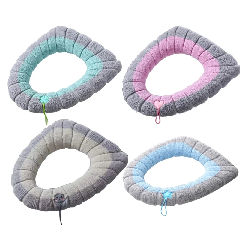 4/1 Pieces Toilet Seat Pad Toilet Seat Covers with Handle Soft Bathroom Toilet Lid Cover Cushion Thicker Stretchable Washable