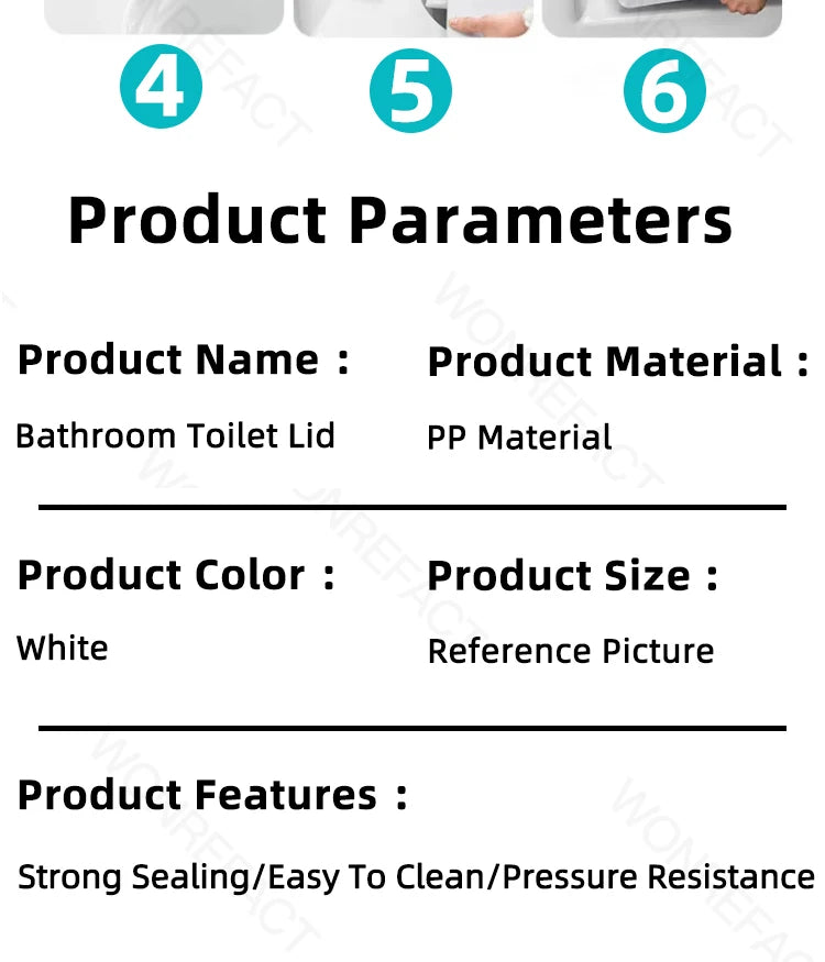 Bathroom Toilet Lid Easy Installation Widened Arc Toilet Lid Round Toilet Seat Elongated Oval Seat Silent Closed Seat（White）