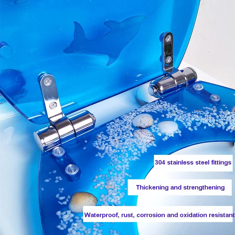 Beautiful Resin Toilet Seat Cover Stainless Steel Slow Down Toilet Cover Mute Thickened U/V/O Universal tapa de baño wc