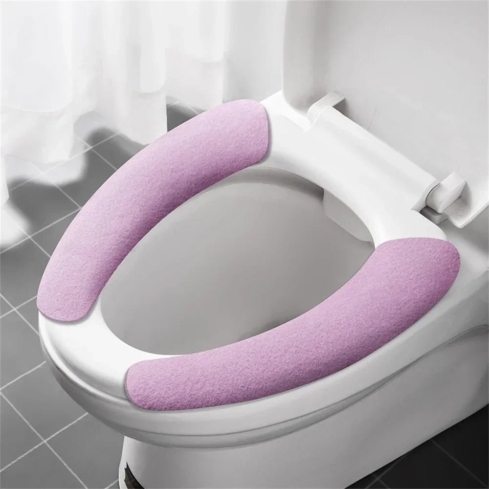 Toilet Seat Cover Soft Closestool Paste Solid Color Toilet Sticky Seat Pad Washable Bathroom Warmer Seat Lid Cover Pad Universal