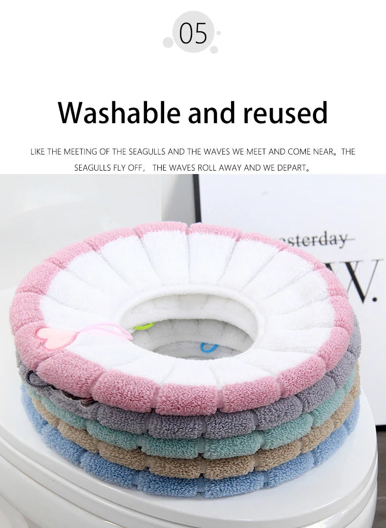 1PC Warm Comfy Toilet Seat Cover Bathroom Toilet Seat Closestool Washable Soft Warmer Mat Cover Pad Cushion Tapa WC Mat F1128