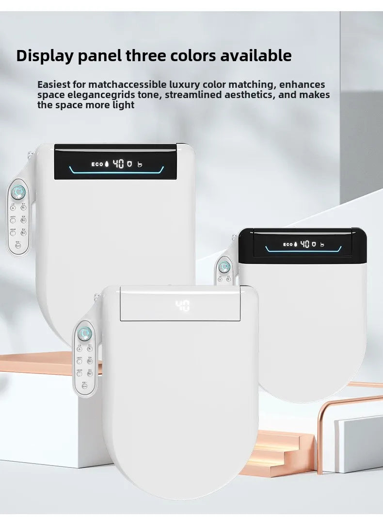 Smart Toilet Seat Cover with Instant Heating, Multi-function Wash, Foam Shield, Electric Bidet Lid for Household Bathroom