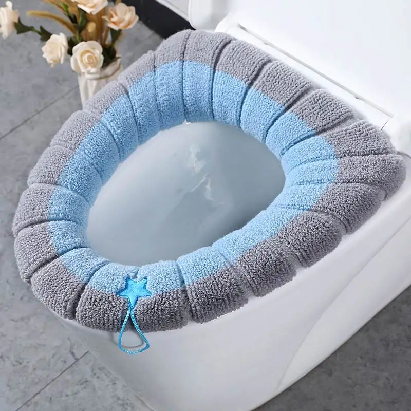 4/1 Pieces Toilet Seat Pad Toilet Seat Covers with Handle Soft Bathroom Toilet Lid Cover Cushion Thicker Stretchable Washable