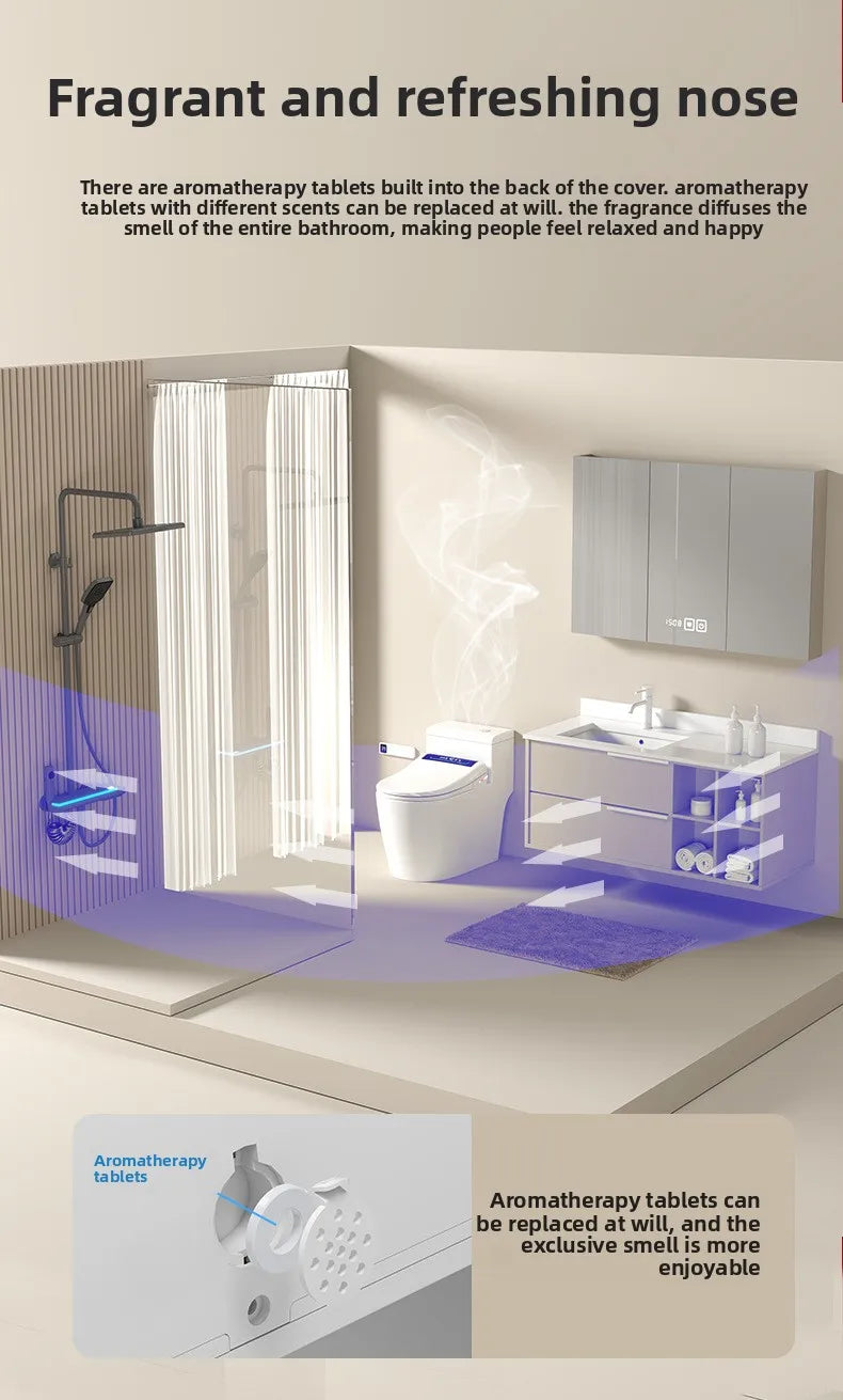 Smart Toilet Seat Cover with Aroma Automatic Flip Voice Control Remote Bidet Wash Dryer