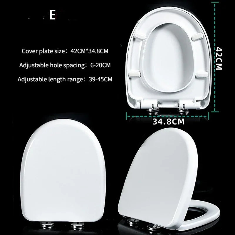 Resin Toilet Seat Cover Universal Old Thickened U-shaped Slow-Close    Smart