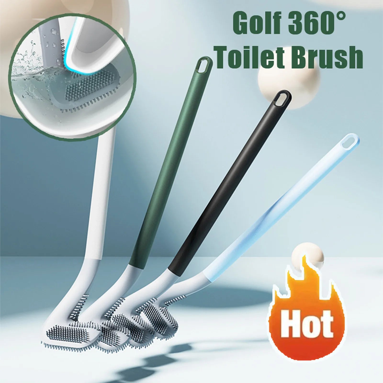 Silicone Toilet Brush Head Golf Brush Head Toilet Brush No Dead Corners Toilet Brush For Home Bathroom Supplies Multiple Colors