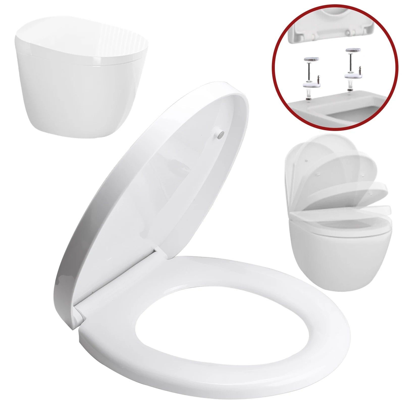 Square Slow-Close Toilet Seat Lid Cover Set Quick Release Thicken Replacement Universal Easy Installation For Home