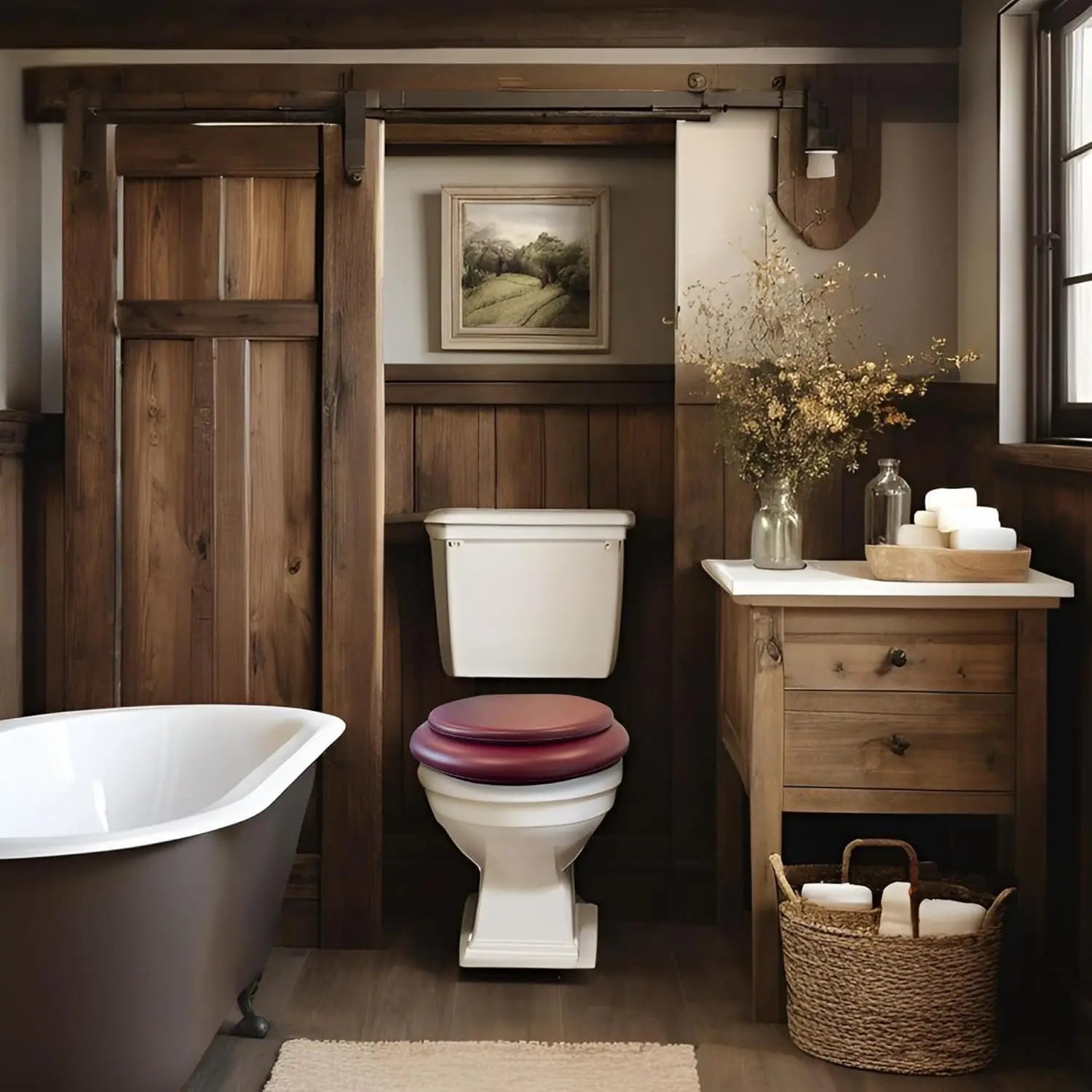 Soft Padded Toilet Seat – Extra Soft Foam Comfort, Adjustable Hinges – Ideal for Elderly, Post-Surgery, Sensitive Skin – Burgund