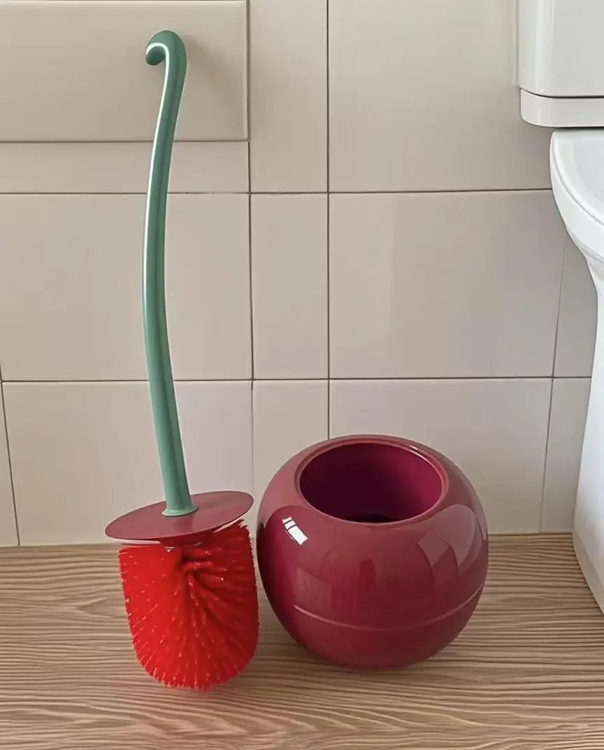 Hot Toilet Brushes, Toilet Holders, Bathroom Accessories, Creative and Cute Cherry Shaped Toilet Brush Holder Set Cleaning Tool