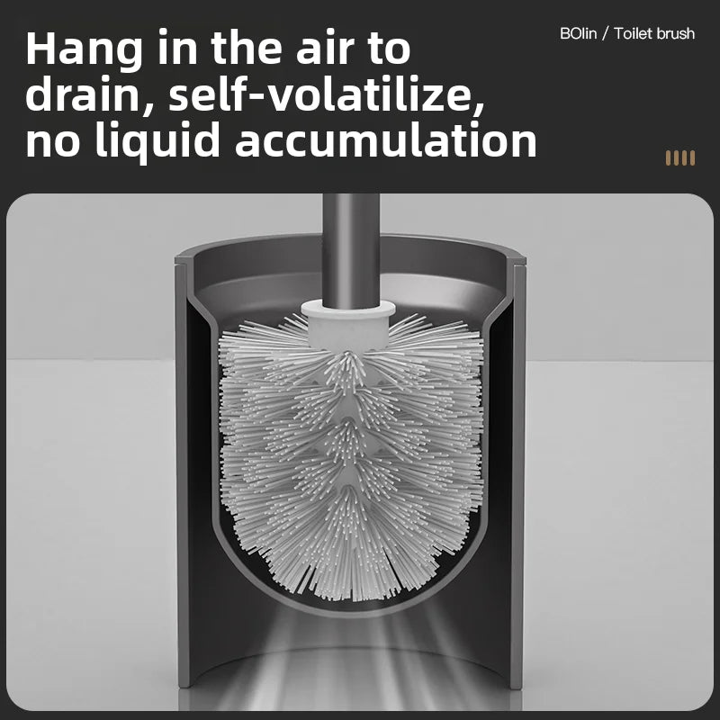 Space Aluminum Toilet Brush No Dead Angle Cleaning Wall Hanging Perforation-free Toilet Brush Escobilla Wc Toilet Cleaner Home