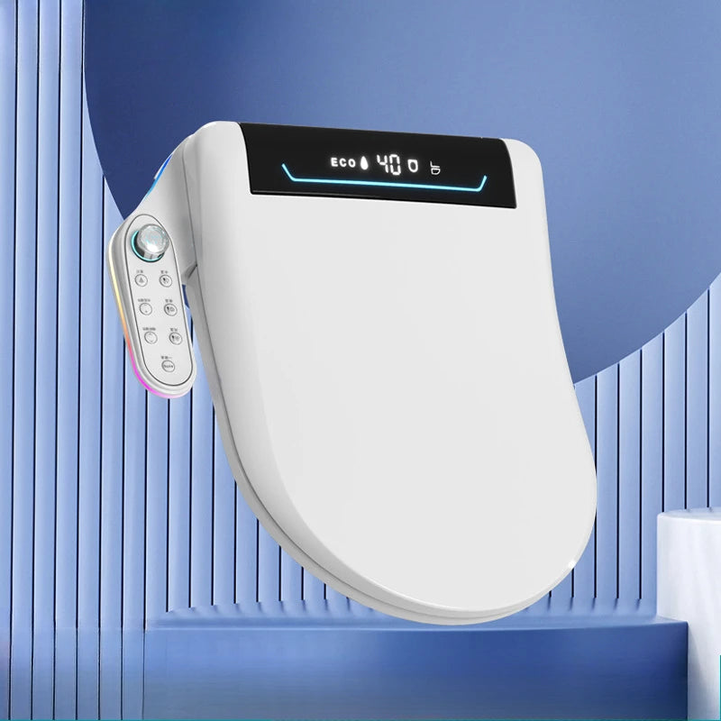 Smart Toilet Seat Cover with Instant Heating, Multi-function Wash, Foam Shield, Electric Bidet Lid for Household Bathroom