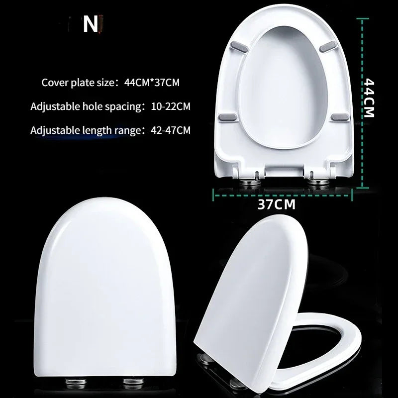 Resin Toilet Seat Cover Universal Old Thickened U-shaped Slow-Close    Smart