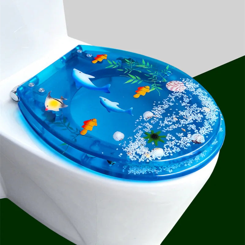 Beautiful Resin Toilet Seat Cover Stainless Steel Slow Down Toilet Cover Mute Thickened U/V/O Universal tapa de baño wc