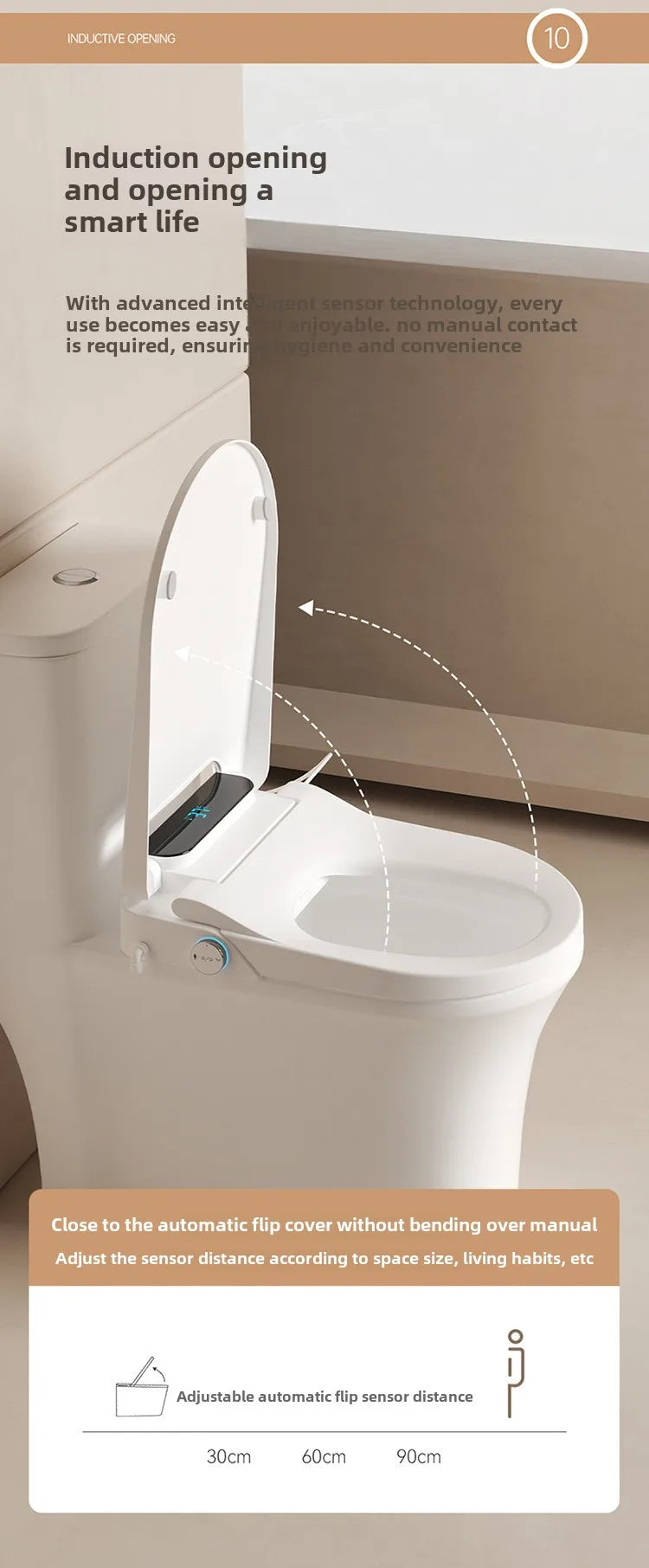 Intelligent Toilet Seat Cover with Electric Flush, Drying, Massage, Full-automatic, Instant-heating for Household Use