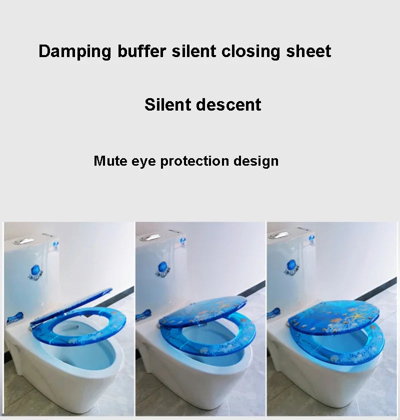 Beautiful Resin Toilet Seat Cover Stainless Steel Slow Down Toilet Cover Mute Thickened U/V/O Universal tapa de baño wc