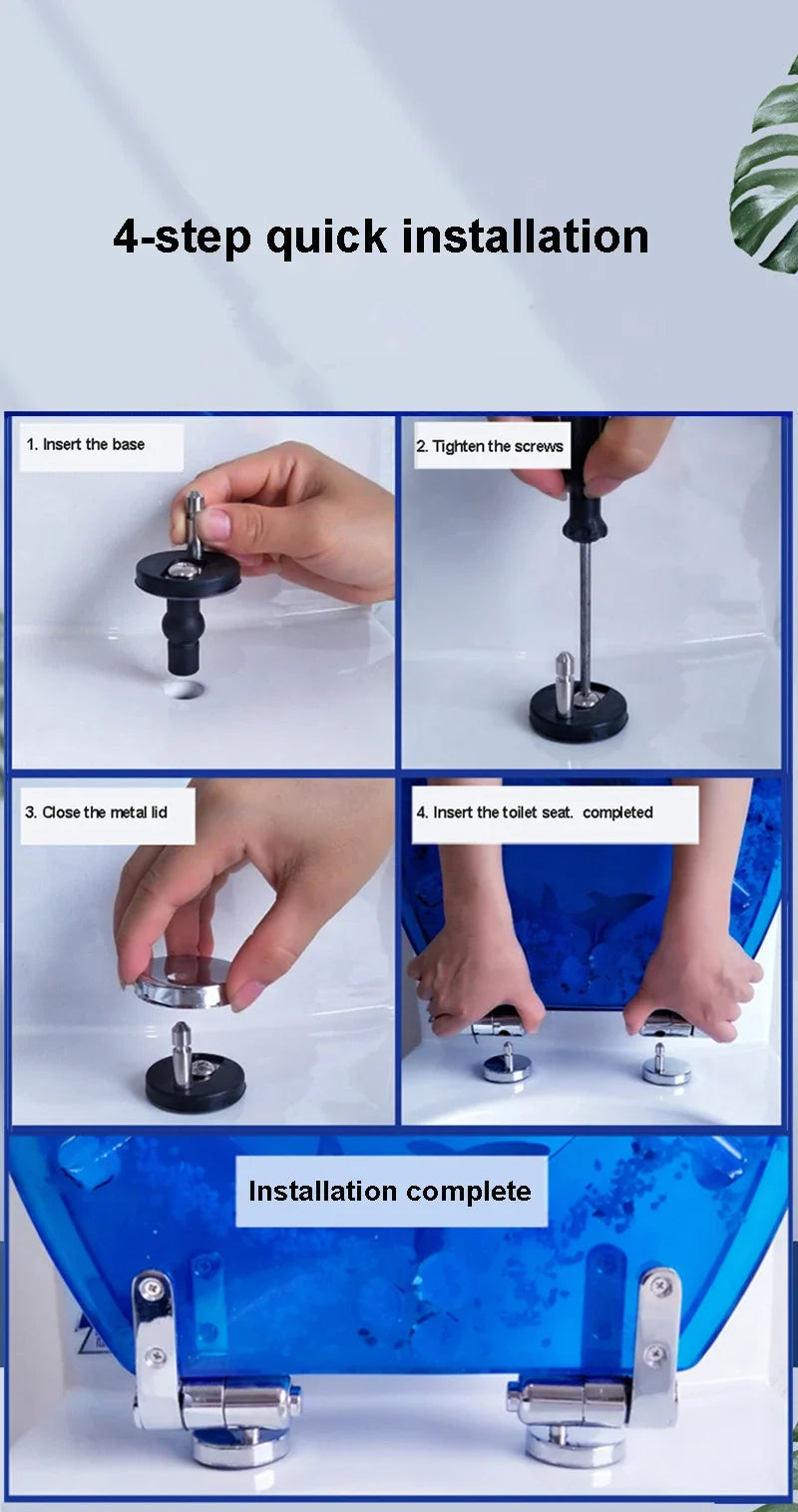 Beautiful Resin Toilet Seat Cover Stainless Steel Slow Down Toilet Cover Mute Thickened U/V/O Universal tapa de baño wc