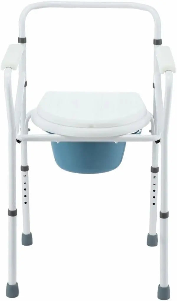 Commode Chair Shower Seat for Toilet Bathroom Bedside Height Adjustable Seating with Arms Removable Bucket for Senior and D