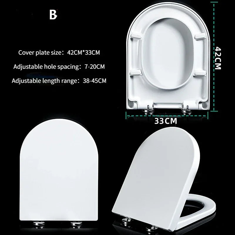 Resin Toilet Seat Cover Universal Old Thickened U-shaped Slow-Close    Smart