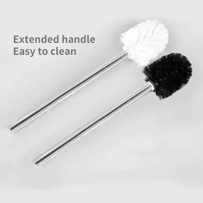 1/2pcs Japanese Minimalist Toilet Brush with Stainless Steel Handle Premium Brush Head for Bathroom Cleaning