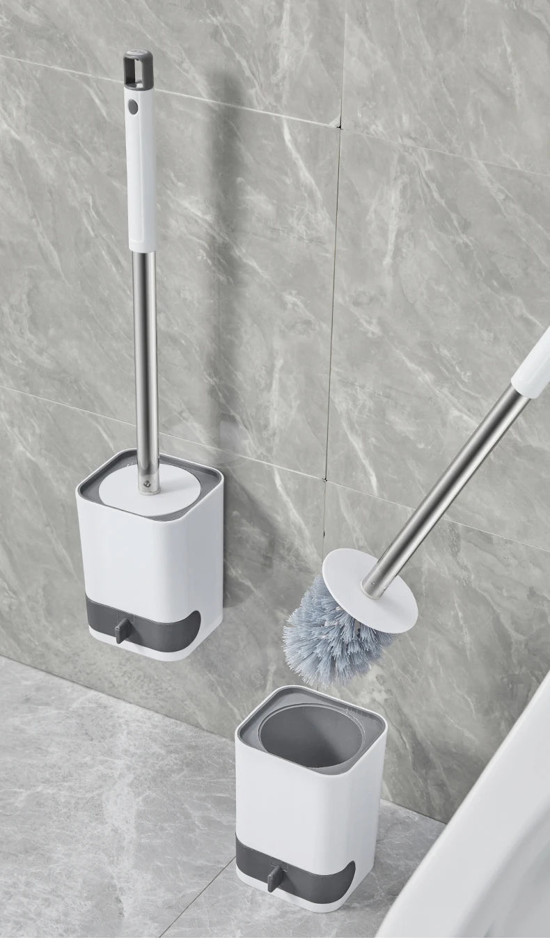 WORTHBUY Long Handle Plastic Toilet Brush With Drain Base Punch-Free Wall Mounted WC Toilet Cleaning Brush Bathroom Accessories