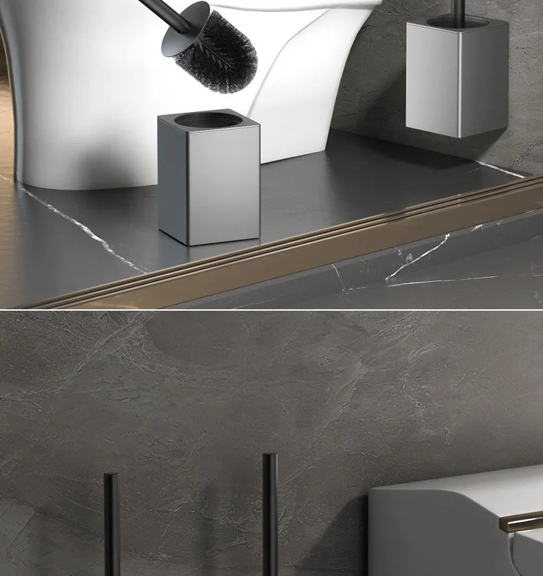 Toilet brush toilet holder bathroom accessories Creative Wall Mounted Aluminum Alloy Lavatory Brush Toilet Brush Holder Set