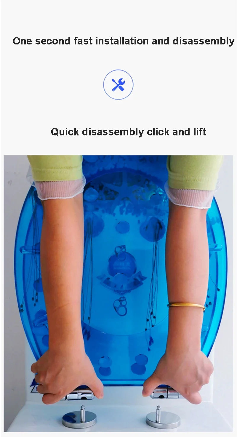 Beautiful Resin Toilet Seat Cover Stainless Steel Slow Down Toilet Cover Mute Thickened U/V/O Universal tapa de baño wc